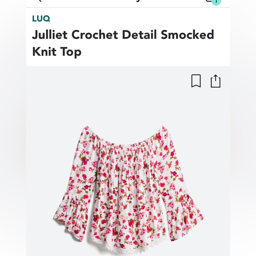 GUC LUQ size medium floral Juliet crochet top